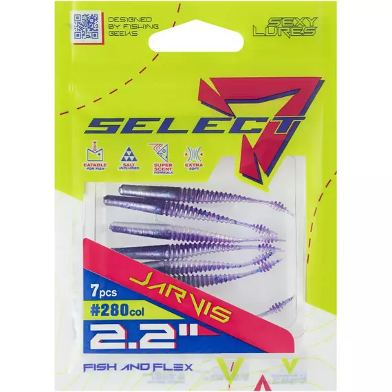 Силікон Select Jarvis 2.2" #280 (7шт/уп), Довжина силікону: 2.2" (5.7 см), Колір силікону: 280, фото , изображение 2
